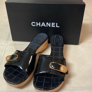 CHANEL Patent Leather Mules